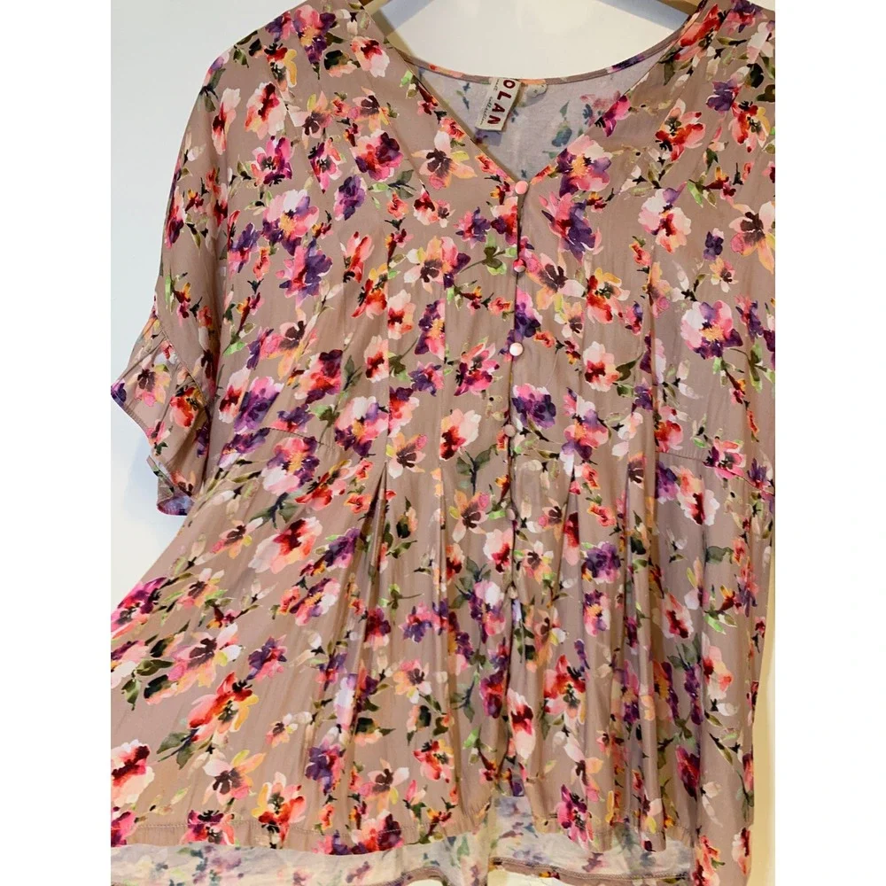 Dolan Left Coast Floral XL Cottagecore‎ Ruffle Blouse Womens lightweight sping